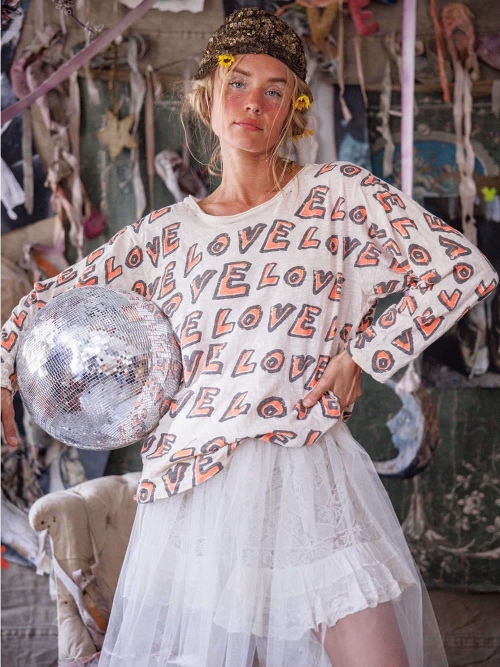 Magnolia Pearl All Over Love Viggo Print Viggo Tee NWT OS